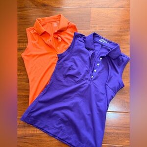 2 Women's Nike golf Polo Shirt Set - purple and orange size S